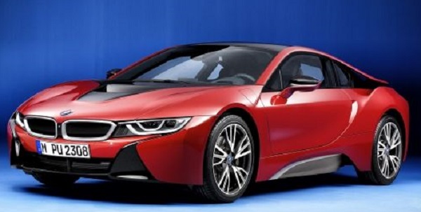 EXCEEDING EXPECTATIONS: The BMW i8 is the world’s best-selling hybrid sports car and now a special Protonic Red Edition will be a star of the 2016 Geneva auto show. Image: BMW