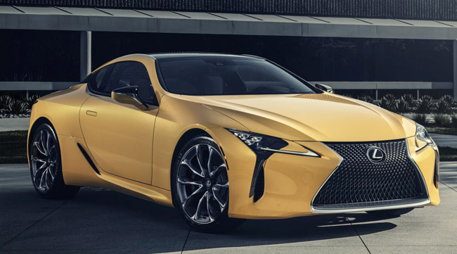 FAR FROM MELLOW YELLOW: Lexus will have its new LC 500 Inspiration Edition coupe as a star of its stand at the 2019 Chicago auto show. Image: Lexus 
